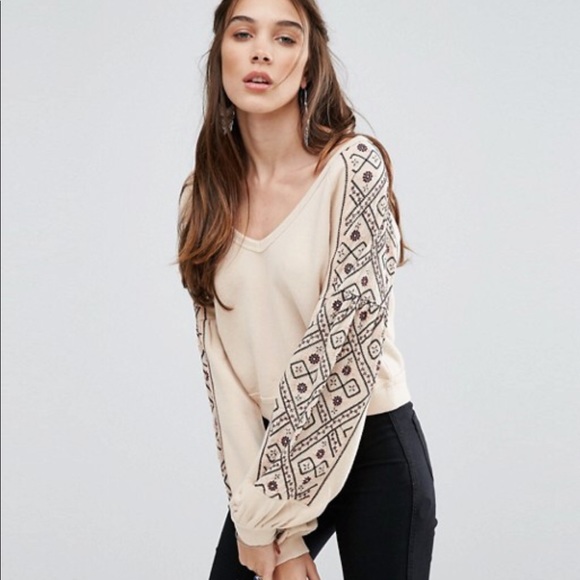 Free People Tops - Free People Senorita Embellished Sweatshirt - Med